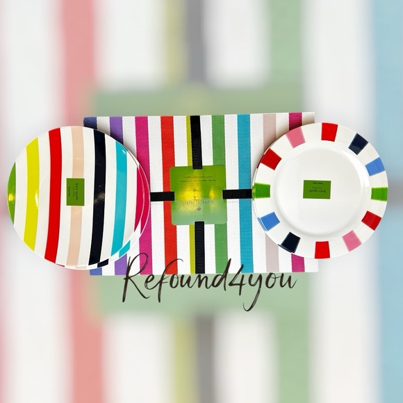 Kate Spade - ‘Striped Plates & Placemats’ Dining bundle. NWT. Firm!